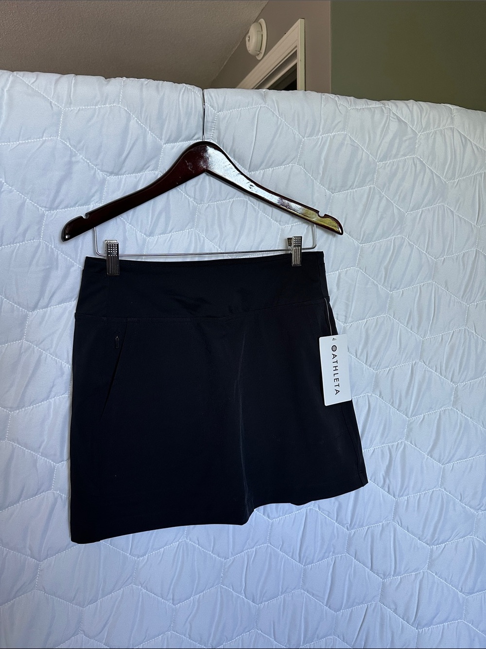 Athleta Black Tee Time Golf Skort with Zip Pocket